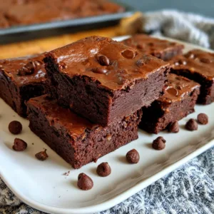 Flourless high protein Greek yogurt brownies on a plate.