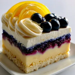 Light Lemon Blueberry Mousse Cake With Buttery Shortbread Crust 2 Delicious light Lemon Blueberry Mousse Cake topped with fresh blueberries