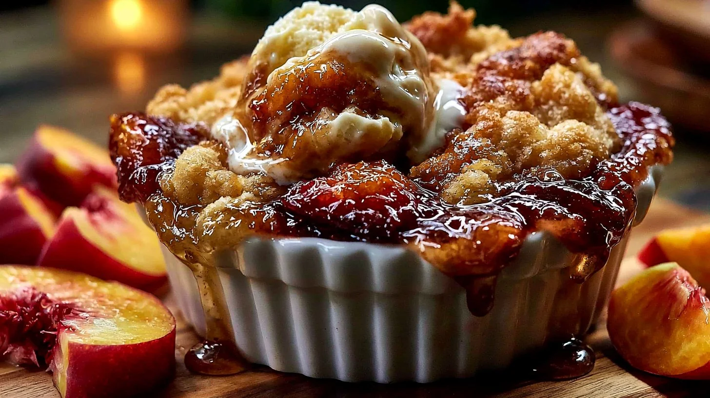 Perfect Bourbon Peach Cobbler Recipe with Vanilla Bean Ice Cream