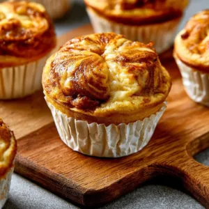 Pumpkin Cream Cheese Swirl Muffins 2 Delicious pumpkin cream cheese swirl muffins in a baking dish