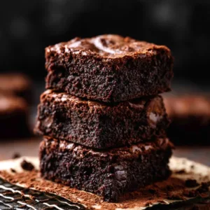 Deliciously fudgy brownies topped with chocolate chips on a wooden platter.