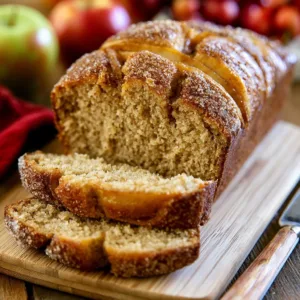 Freshly baked apple cider donut bread with spices and glaze