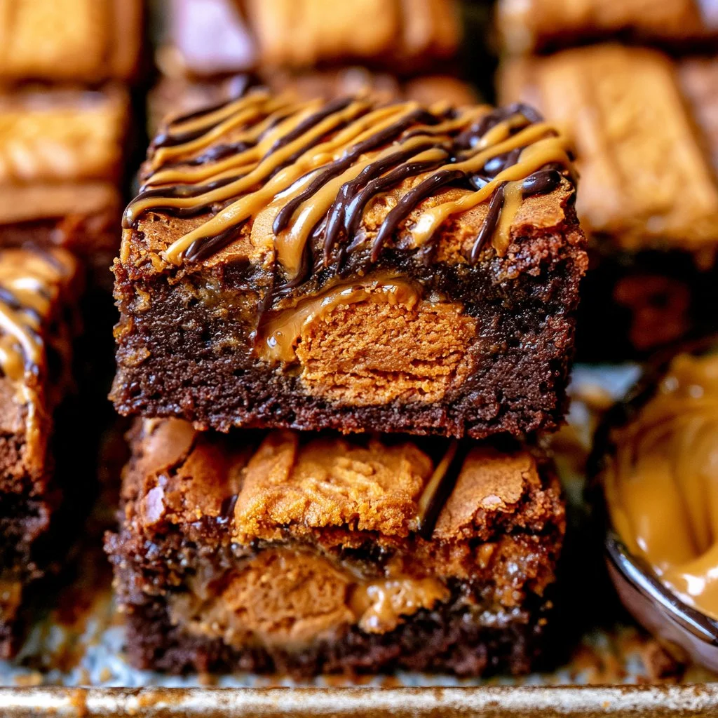 biscoff-cookie-butter-brownies-extra-fudgy-2026-08-07-163759 Delicious fudgy Biscoff brownies topped with melted cookie butter