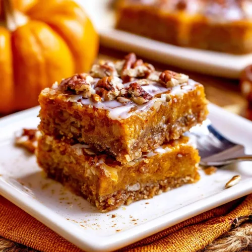 Easy Pumpkin Pie Dream Bars topped with whipped cream and cinnamon