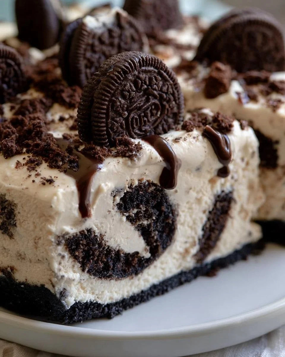 Delicious No-Bake Sugar Free Oreo Cheesecake slice on a plate