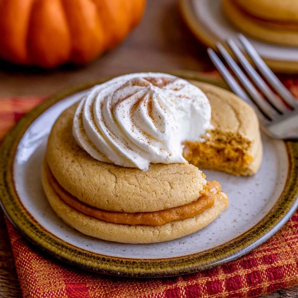 Plate of freshly baked pumpkin pie cookies for fall baking