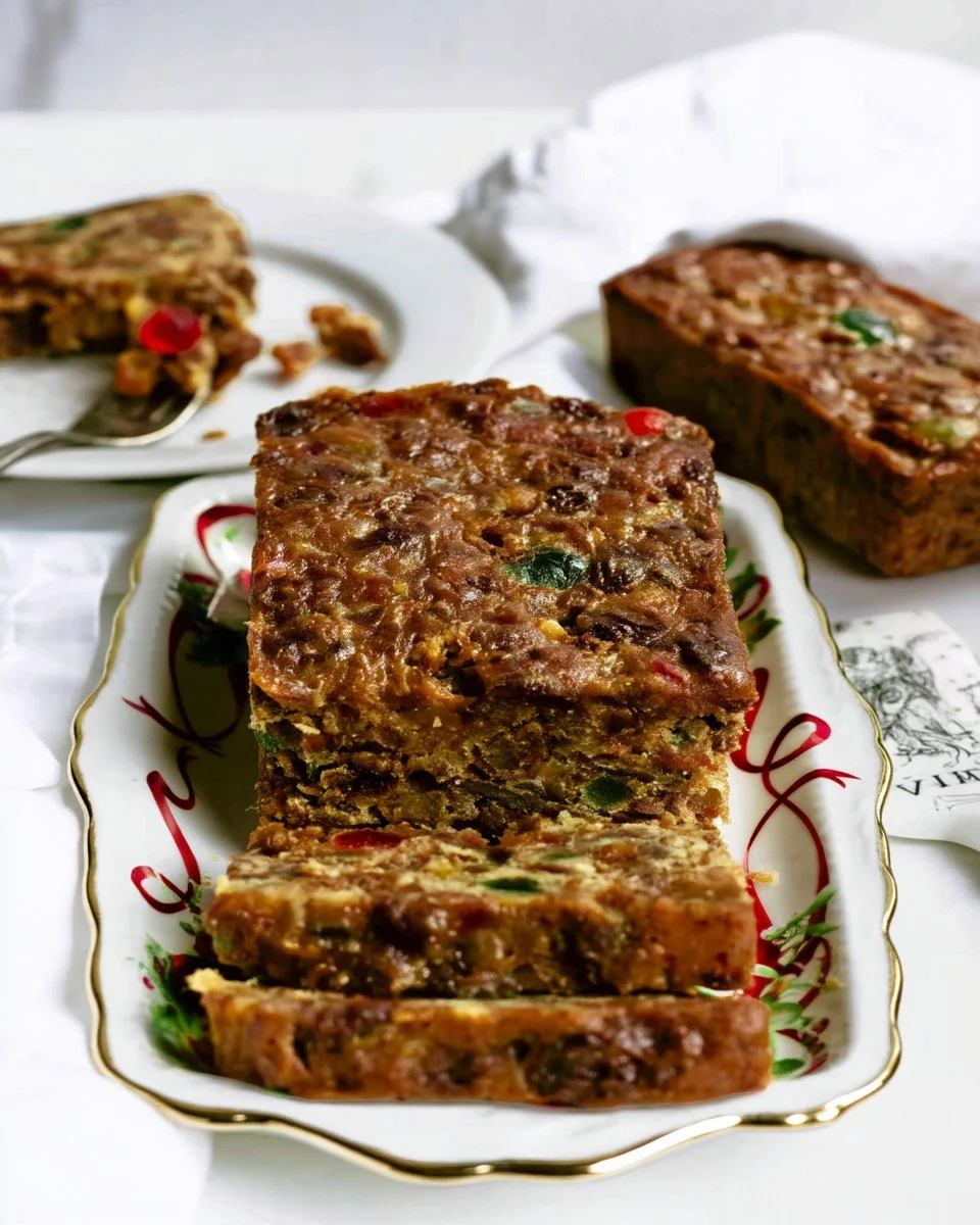 Delicious homemade Christmas fruit cake with dried fruits and nuts