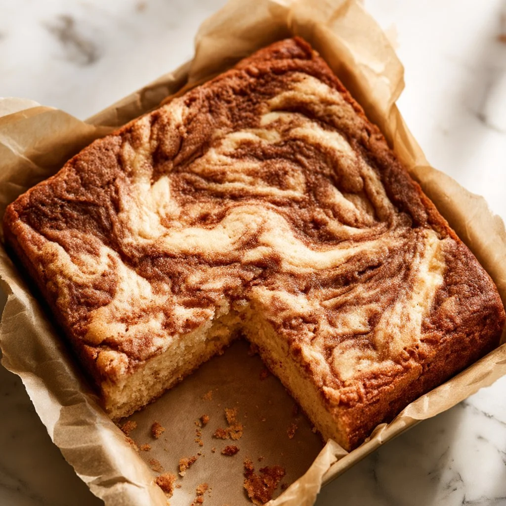 Plate of delicious easy cinnamon sugar blondies with a sprinkle of cinnamon sugar on top.