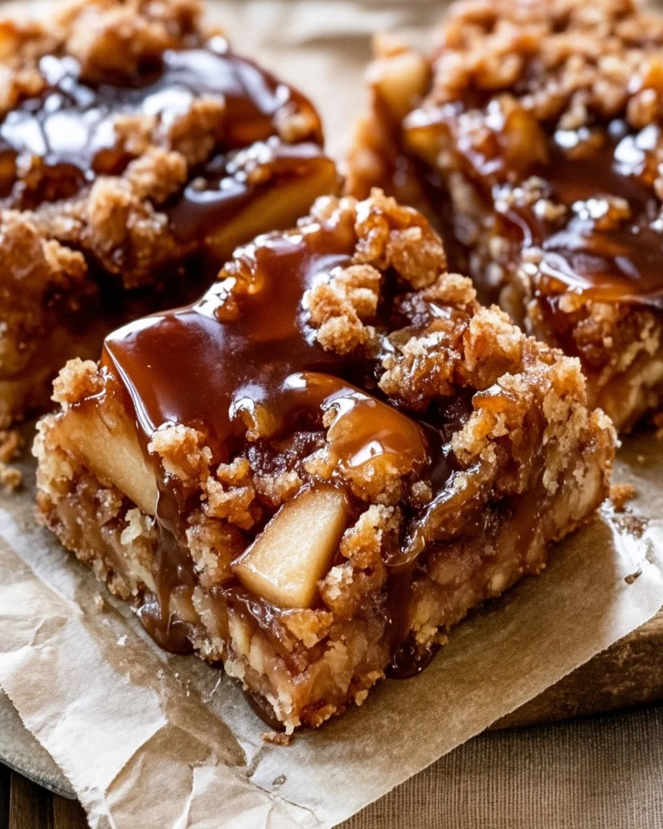 gluten-free-caramel-apple-bars-2026-09-02-165002 Gluten-free caramel apple bars topped with caramel and apple slices
