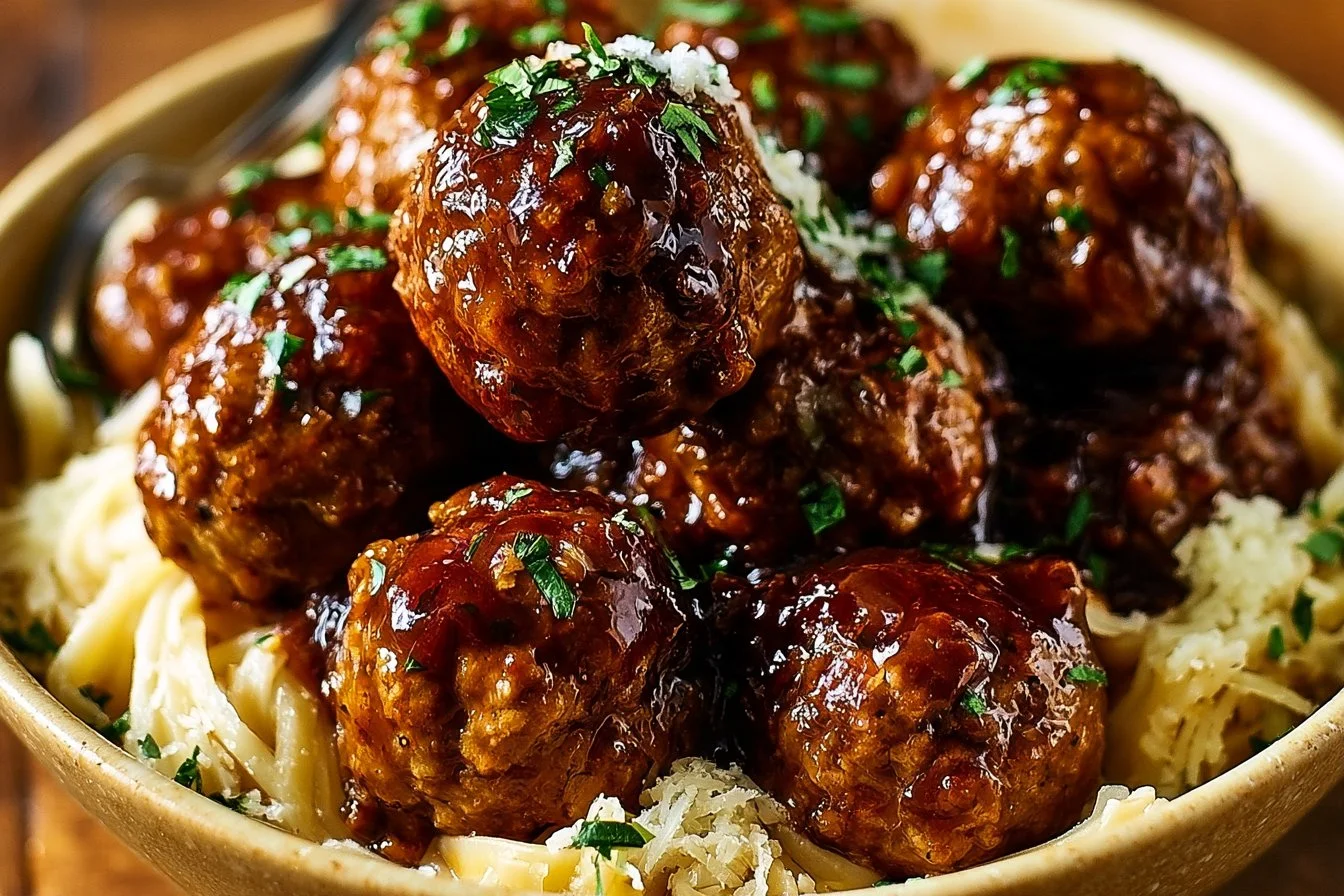 Crockpot Balsamic Honey Meatballs
