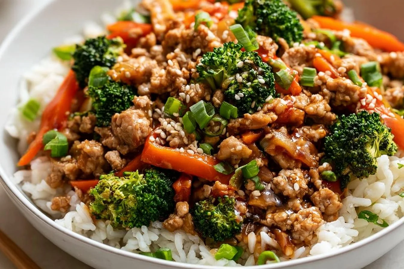 Easy Ground Turkey Teriyaki Stir Fry Recipe | Healthy but Filling Meals, Meals for Athletic Teens, Low-Calorie Recipes with Ground Turkey