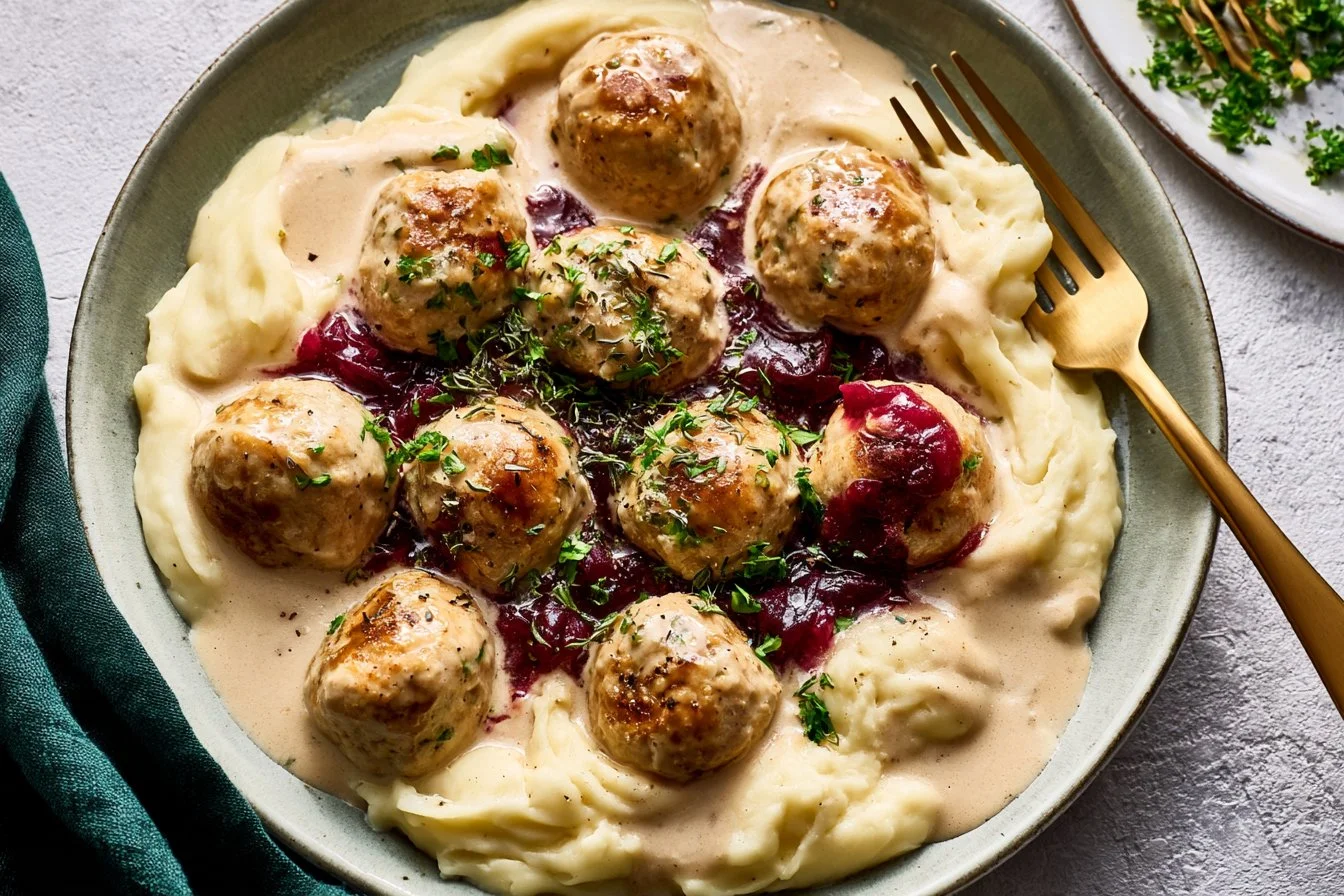 Lightened-Up Turkey Swedish Meatballs Recipe | Easy turkey swedish meatballs, Turkey swedish meatball pasta, Turkey meatball recipe