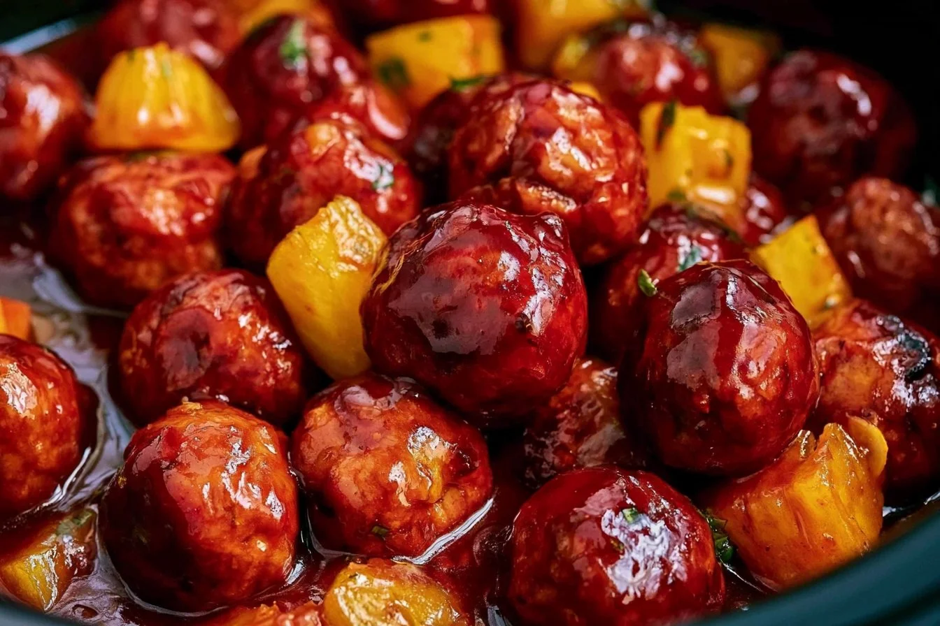 Slow Cooker Pineapple Barbecue Meatballs