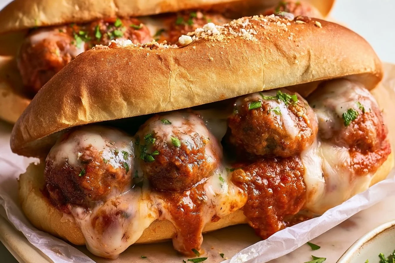 The Best Meatball Sub Recipe for a Crowd | Easy meatball sandwich recipe, Homemade meatball subs, How to make meatball subs