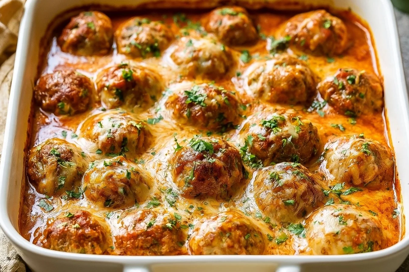 These Easy Oven-Baked Cheesy Enchilada Meatballs in Savory Sauce are a MUST-TRY!!